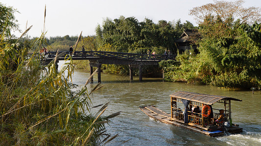 常熟沙家浜风景区游船背景图片