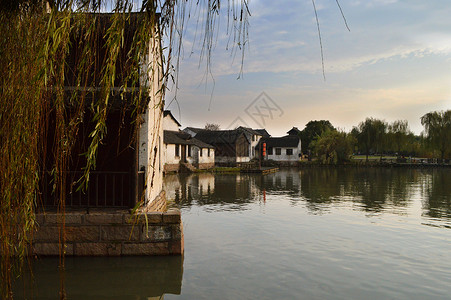 常熟沙家浜风景区建筑背景图片