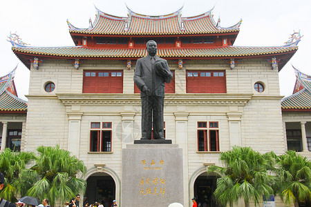 厦门大学陈嘉庚雕像高清图片