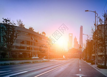 上海城市道路街景光线高清图片素材