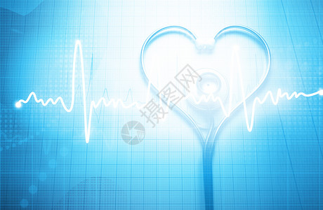 爱心与心电图创意听诊器与心跳设计图片
