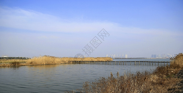 湖畔秋色蓝天白云草地上开启门背景素材高清图片