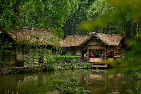 杜甫塑像成都杜甫草堂背景