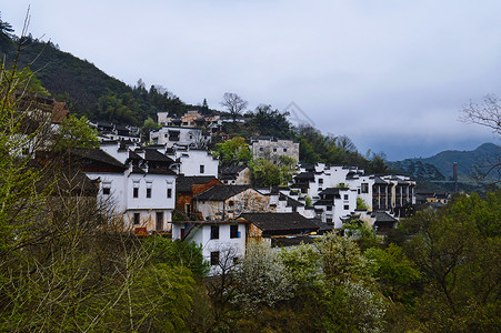 小县城婺源县徽派建筑背景