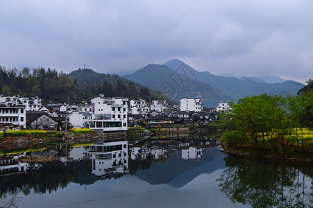 小县城婺源县徽派建筑背景