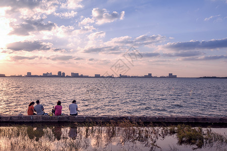 上海南汇天空上海滴水湖风光背景