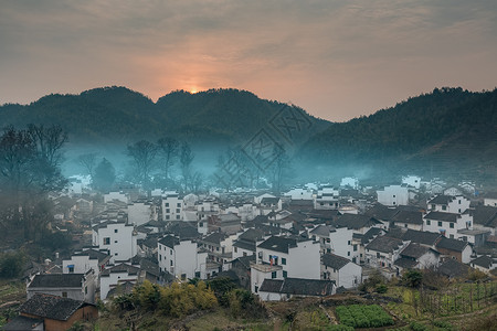 热门摄影地点江西婺源石城日出背景