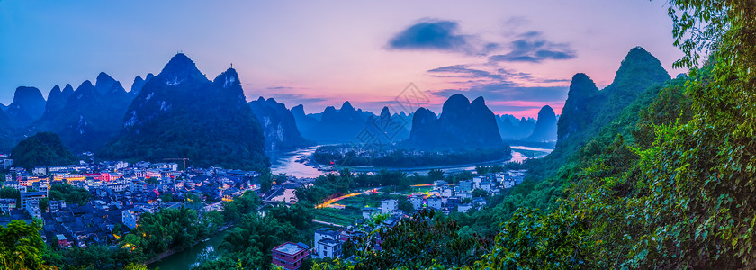 广西村庄广西阳朔著名景点全景风光背景