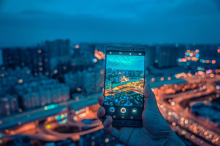 手机光感素材武汉城市夜景立交桥背景