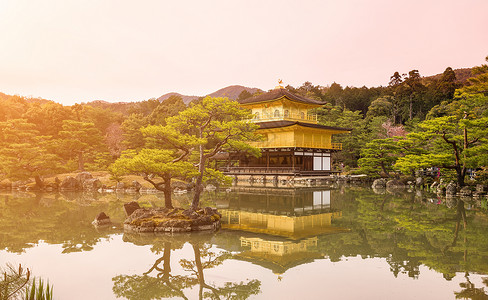 日本京都金阁寺日本金阁寺背景