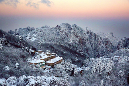 大美黄山冬天景色5A景区高清图片素材
