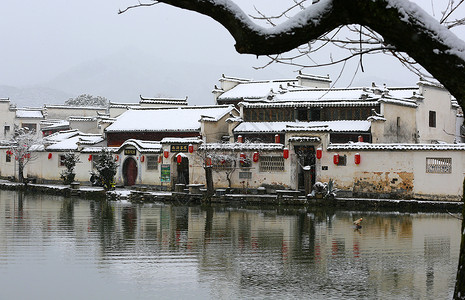 宏村冬天景色高清图片