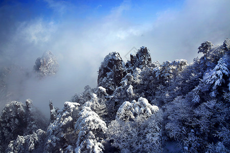 冬季黄山大美黄山冬天景色背景