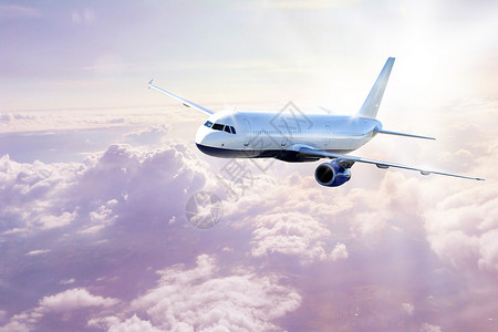 商业飞机云端上的航空运输设计图片