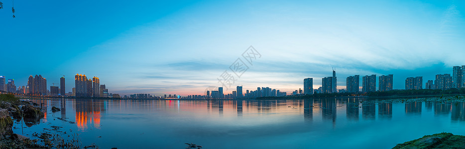 水岸夜景武汉城市建筑风光背景