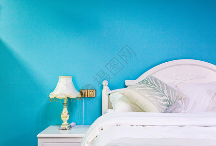 蓝色简约风现代简约风的卧室背景