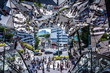 镜子里的表日本东京表参道街景背景