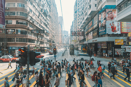 街道马路繁华香港街头的人流背景
