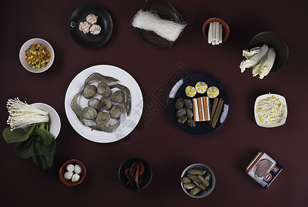 粉丝蛤蜊火锅食材背景