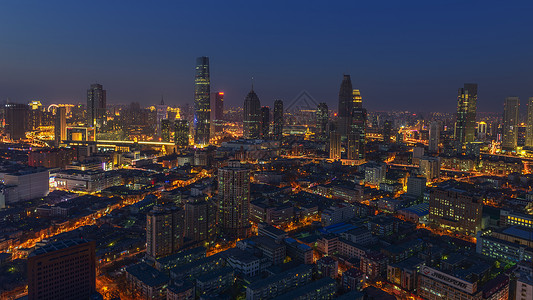 繁荣商业天津城市建筑夜景背景