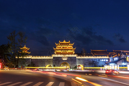 成都宣化门夜景结合高清图片素材