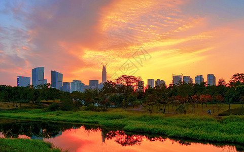 深圳城市晚霞美景图片