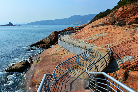 大梅沙景区海边行人游道背景