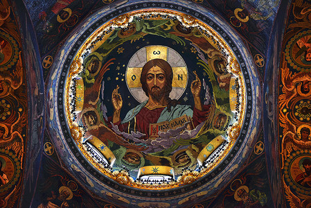 圣彼得堡滴血大教堂壁画背景图片