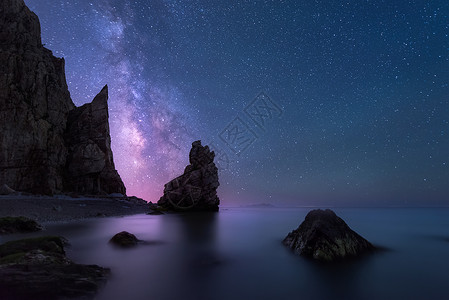 阳元石星轨银河夜景背景