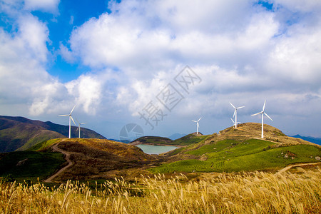 风车建筑图片山顶风电场背景