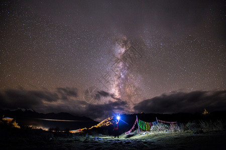 夜晚星空下的人背景