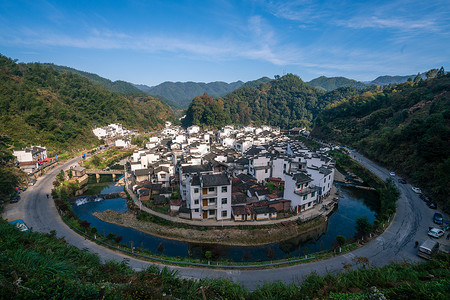 姬小菊婺源菊径村风光背景