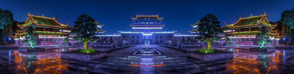 古建筑全景 夜景图片