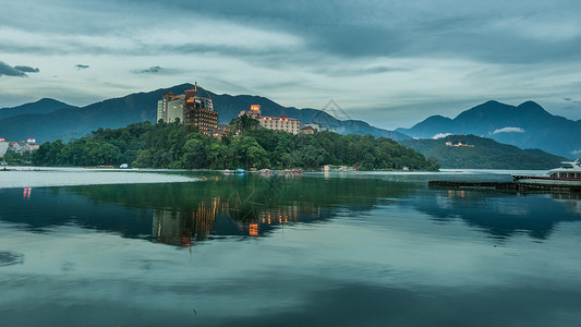 眺望日月潭台湾日月潭风景区背景