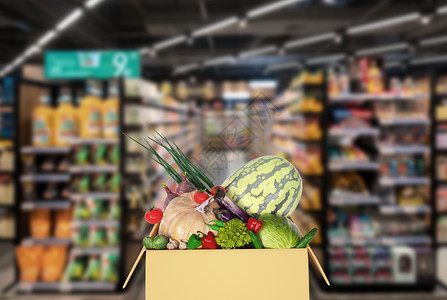 蔬菜水果超市购物袋里的新鲜蔬菜水果设计图片