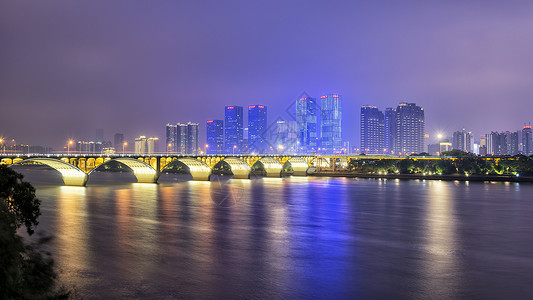 湘江夜景静静流淌的湘江背景