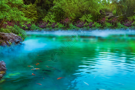 卡通烟雾雾气世外桃源背景