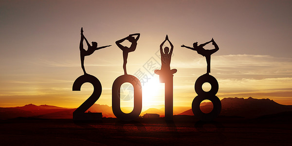 2018日落阳光下瑜伽健身运动背景图片
