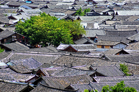 大研古城丽江古城老建筑全景背景