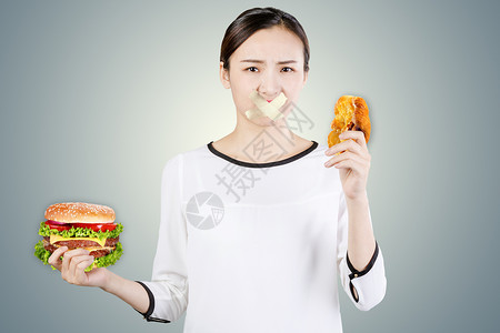 汉堡鸡翅解释减肥的女性设计图片