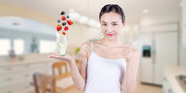 酸奶水果健康饮食设计图片