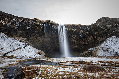 顺水而下冰岛冰川瀑布背景