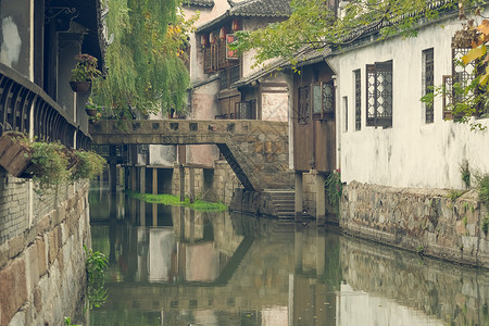 秋季上海枫泾古镇建筑高清图片素材