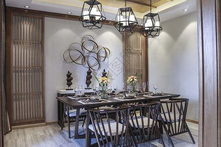 饭桌素材中式风格的餐厅背景