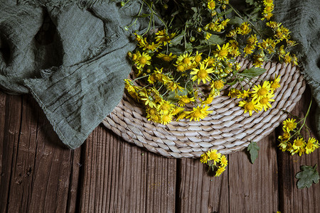 复古黄色花卉桌面背景