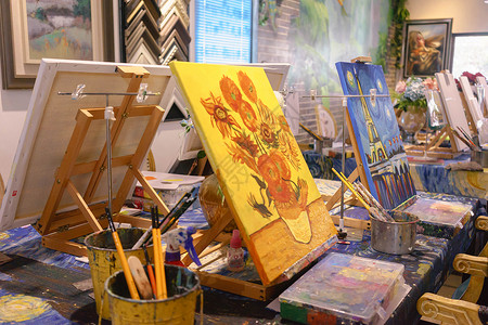 凳子板绘DIY油画画室绘画工具背景