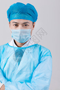 医生穿手术服戴口罩穿手术服的手术医生背景