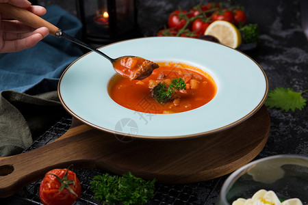 番茄汤匈牙利牛肉蔬菜汤背景