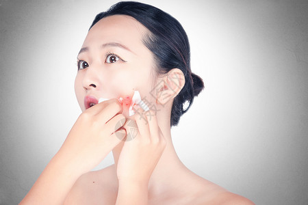 亚洲酷炫女孩脸部祛痘设计图片
