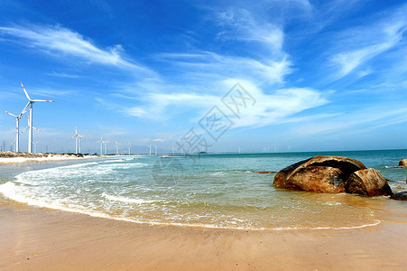 白色海浪福建漳州六鳌风车沙滩背景